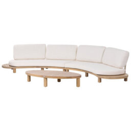 Beliani Garden Sofa With Table 4 Seater Numana Acacia Wood Off-White - thumbnail 1
