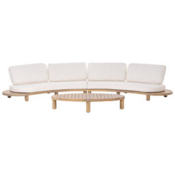 Beliani Garden Sofa With Table 4 Seater Numana Acacia Wood Off-White - thumbnail 4