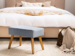 Beliani Traditional Velvet Footstool Grey Takoma - thumbnail 2
