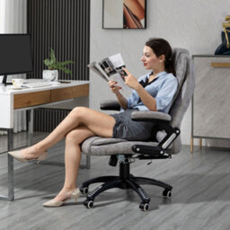 Vinsetto Office Chair W/ Heating Massage Points Relaxing Reclining Grey - thumbnail 1