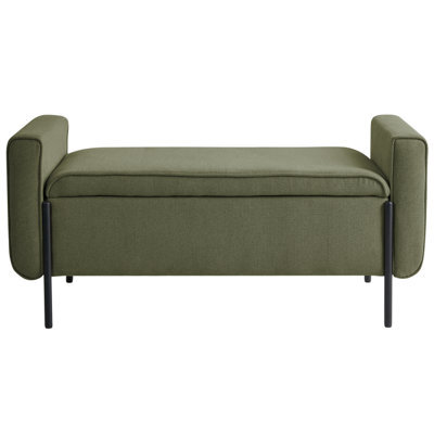 Wyld And Coco Green Fabric Lift-Top Storage Bench With Iron Legs, Water-Repellent Finish, Rectangular 114 X 50 X 55 Cm - image 1