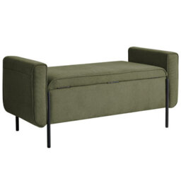 Wyld And Coco Green Fabric Lift-Top Storage Bench With Iron Legs, Water-Repellent Finish, Rectangular 114 X 50 X 55 Cm - thumbnail 6