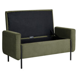 Wyld And Coco Green Fabric Lift-Top Storage Bench With Iron Legs, Water-Repellent Finish, Rectangular 114 X 50 X 55 Cm - thumbnail 5