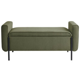 Wyld And Coco Green Fabric Lift-Top Storage Bench With Iron Legs, Water-Repellent Finish, Rectangular 114 X 50 X 55 Cm - thumbnail 1