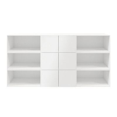 GoodHome Atomia 6 Door Matt White Bookcase (H)112.5Cm X (W)225Cm X (D)35Cm - image 1