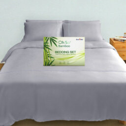 DuraTribe Ohsobamboo 100% Bamboo Embroidered Bedding Set - Harbour Mist - thumbnail 1