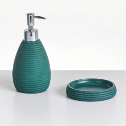 Beliani 5-Piece Bathroom Accessories Set Quilca Teal - thumbnail 4