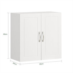 Sobuy Frg231-W,wall Cabinet Mounted Storage Unit With Adjustable Shelf And 2 Doors - thumbnail 3