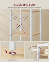 LEDREM 6-Tier Tall Bookshelf, Narrow Bookcase With Steel Frame, Skinny Book Shelf For Living Room, Study, Natural - thumbnail 4