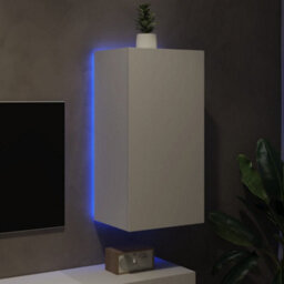 Berkfield Tv Wall Cabinet With Led Lights White 40.5X35X80 Cm - thumbnail 3