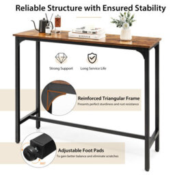Costway Industrial Bar Table Counter Pub Table Kitchen Dining Sofa Console Table 120Cm - thumbnail 7