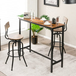 Costway Industrial Bar Table Counter Pub Table Kitchen Dining Sofa Console Table 120Cm - thumbnail 3