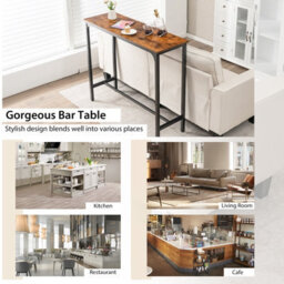 Costway Industrial Bar Table Counter Pub Table Kitchen Dining Sofa Console Table 120Cm - thumbnail 9