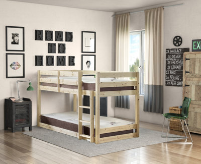 Strictly Beds And Bunks Stockton Heavy Duty Low Solid Pine Bunk Bed, 3Ft Single - image 1