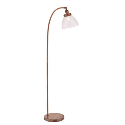 Luminosa Lighting Luminosa Hansen 1 Light Floor Lamp Aged Copper, Glass, E27