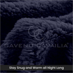 Gc Gaveno Cavailia Teddy Bear Plain Fitted Sheet King Navy Fleece Thermal Warm Super Soft & Warm Fluffy Fitted Bed Sheet - thumbnail 4