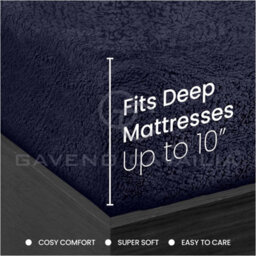 Gc Gaveno Cavailia Teddy Bear Plain Fitted Sheet King Navy Fleece Thermal Warm Super Soft & Warm Fluffy Fitted Bed Sheet - thumbnail 5