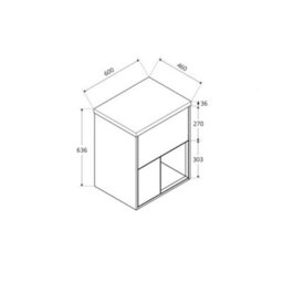 Homestylestore Light Oak 594mm Led Lit Wall Hung Bathroom Vanity Unit Rectangular Countertop Graphite Basin Open Shelf - thumbnail 3