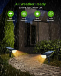 Amorly 4 Pack Solar Lights Outdoor Waterproof Ip65,landscape Lighting For Garden Yard Pathway Decor, Outdoor Decor, Warm White - thumbnail 4