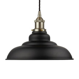 Matt Black St Edmund's Painted Dome Pendant Light With Brushed Chrome Lamp Holder And Black Twisted Cable - Se Home - thumbnail 1
