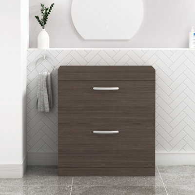 Royal Bathrooms Turin 800mm Grey Elm Floor Standing Worktop Vanity Unit - 2 Drawer - image 1