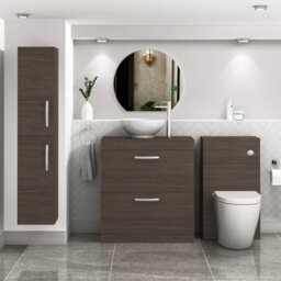 Royal Bathrooms Turin 800mm Grey Elm Floor Standing Worktop Vanity Unit - 2 Drawer - thumbnail 2