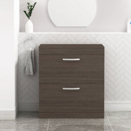 Royal Bathrooms Turin 800mm Grey Elm Floor Standing Worktop Vanity Unit - 2 Drawer - thumbnail 1
