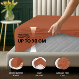 Aspire Homeware Rust Fitted Sheet-(30Cm) Deep Hotel Quality -Breathable Easy Care Fitted Bed Sheets Single (L)190Cm X (W)91Cm - thumbnail 2
