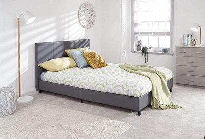 Modernique Bilancio Normal 4Ft6 Grey Pu Bed - image 1