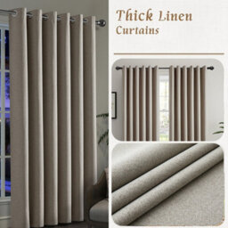 Oxford Homeware Eyelet Linen Effect Curtains Mink Fully Lined 100% Blackout Thermal Insulated Curtains Pair (W)168Cmx(L)137Cm - thumbnail 5