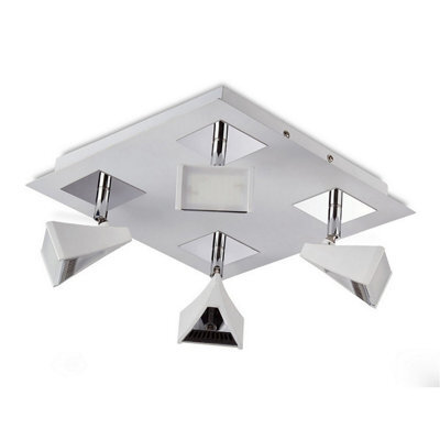 Luminosa Lighting Luminosa Filippo Spot Light 4 Light Led Square 20W 3000K, 1750Lm, Matt White/polished Chrome - image 1