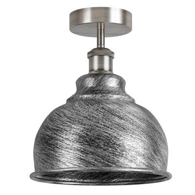 Vintage Semi Flush Mount Ceiling Light With E27 Base 36Cm Metal Curvy Shade For Kitchen, Living Room Brushed Silver Without Bulb - image 1
