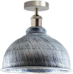 Vintage Semi Flush Mount Ceiling Light With E27 Base 36Cm Metal Curvy Shade For Kitchen, Living Room Brushed Silver Without Bulb - thumbnail 6