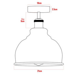 Vintage Semi Flush Mount Ceiling Light With E27 Base 36Cm Metal Curvy Shade For Kitchen, Living Room Brushed Silver Without Bulb - thumbnail 3