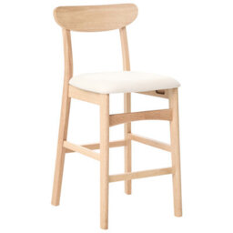 Beliani Set Of 2 Bar Chairs Doyle Wood Light Brown/ Light Beige - thumbnail 4