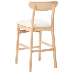 Beliani Set Of 2 Bar Chairs Doyle Wood Light Brown/ Light Beige - thumbnail 6