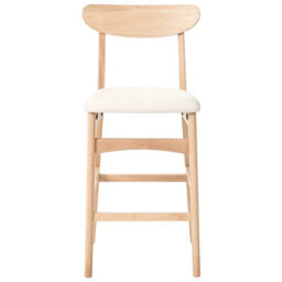 Beliani Set Of 2 Bar Chairs Doyle Wood Light Brown/ Light Beige - thumbnail 5