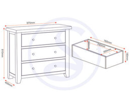 Seconique Windsor 3 Drawer Chest Natural Oak  Fully Assembled - thumbnail 8