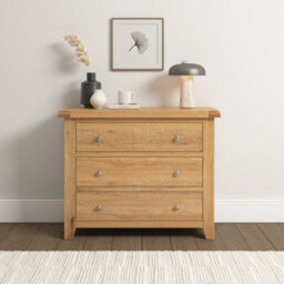 Seconique Windsor 3 Drawer Chest Natural Oak  Fully Assembled - thumbnail 1