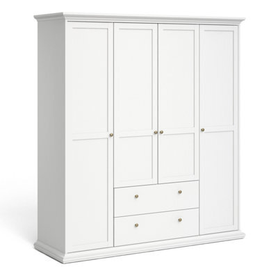 Furniture To Go Paris Wardrobe With 4 Doors And 2 Drawers In White - image 1