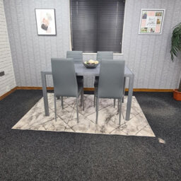 Kosy Koala Dining Table And 4 Chairs Set Modern Grey Glass Table With 4 Grey Chairs Dining Room Furniture