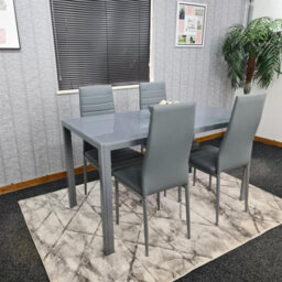 Kosy Koala Dining Table And 4 Chairs Set Modern Grey Glass Table With 4 Grey Chairs Dining Room Furniture - thumbnail 3