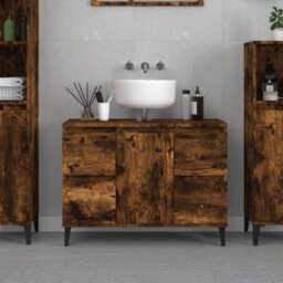 Vidaxl Sink Cabinet Smoked Oak 80X33X60 Cm Engineered Wood - thumbnail 1