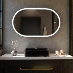 Harper & Harlow 1000X600 Pill Matt Black Led Illuminated Bathroom Mirror - thumbnail 5