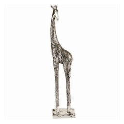 Buttercup Farm Small Giraffe Sculpture Ornament - Resin - L7.3 X W10 X H38.1 Cm - Silver/black