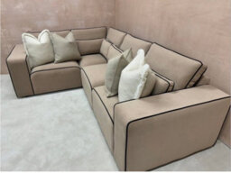 Stratus Interiors Sloane Merino 2-Tone Modular Sofa - Custom Contrast Piping, Velvet - Linen, Armchair Sofa For Living Room Sofa - Mink - thumbnail 3