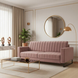 Loft Sb Pink Sofa Bed With Storage And Spring Mattress Practical Sleeper Sofa For Modern Spaces