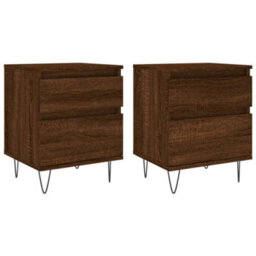 Berkfield Bedside Cabinets 2 Pcs Brown Oak 40X35X50 Cm Engineered Wood - thumbnail 2