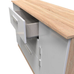 Trent 2 Door 3 Drawer Sideboard In Grey & Bardolino Oak (Ready Assembled) - thumbnail 6