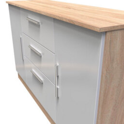 Trent 2 Door 3 Drawer Sideboard In Grey & Bardolino Oak (Ready Assembled) - thumbnail 4
